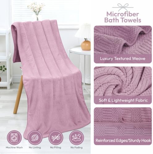JML Microfiber Bath Towels, 2 Pack, 27x55 in, Purple - Image 3