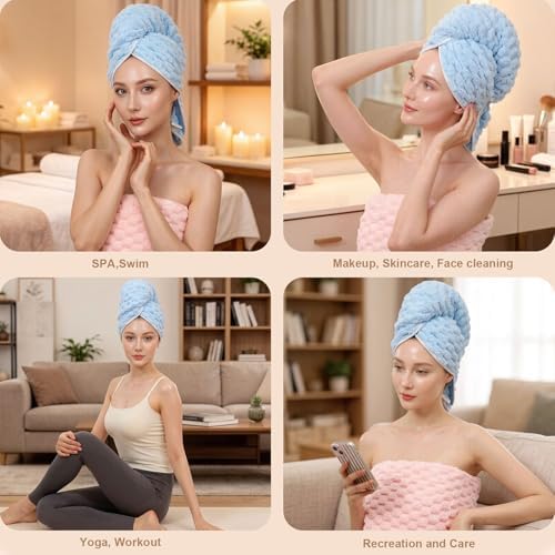 Super Soft Microfiber Hair Towels 3-Pack Lage Size (24x42 inch) for Women - Image 5