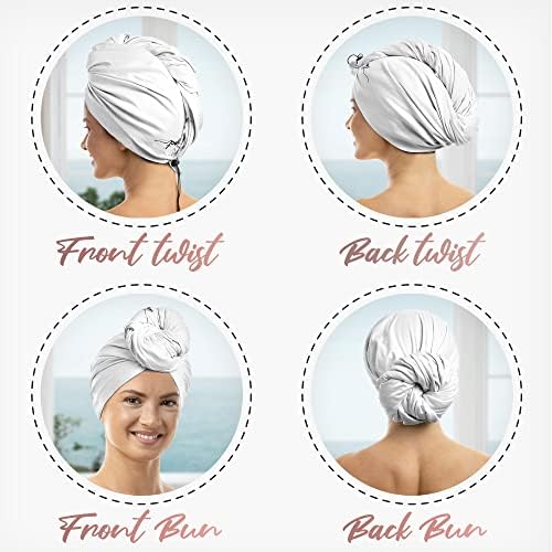 Microfiber Hair Towel Wrap for Women – Large Fast Drying Hair Towel with Patented Clip – Anti-Frizz, Super Absorbent, Silky Smooth Microfiber – Plopping Hair Wrap for Curly, Wavy & Straight Hair - Image 6