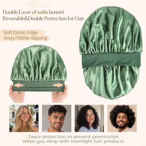 YANIBEST Soft Satin Bonnet for Men Women, Sleep Cap to Maintain Moisture - Image 3