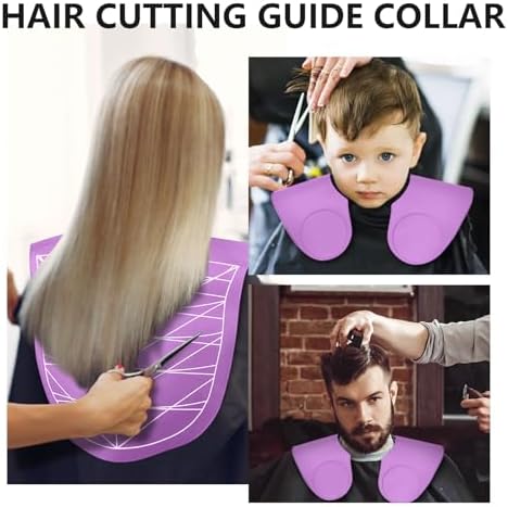 Waterproof Silicone Hair Cutting Guide Collar with Guidelines, Purple - Image 6
