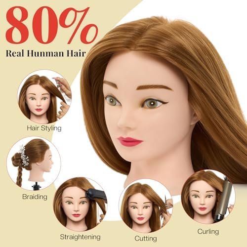 Mannequin Head with 80% Human Hair 26-28" Doll Head for Hairdresser #27 - Image 2