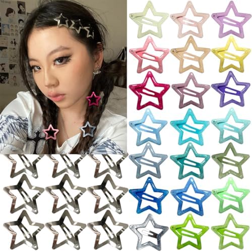 20 PCS Sparkling Star Hair Clips Snap Hair Accessories Non Slip Clips for Girls Women Metal Hair Clip Star Hair Barrettes Stars Hair Clips for Women Stars Hair Clip by Seneeel