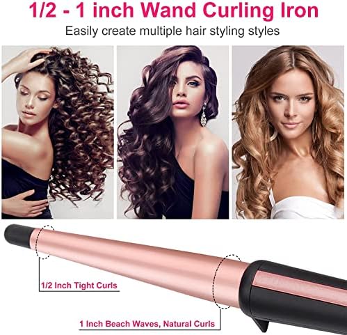 JAETON Hair Curling Iron Wand 0.5-1",210℃ for Classic Curls&Natural Waves - Image 3