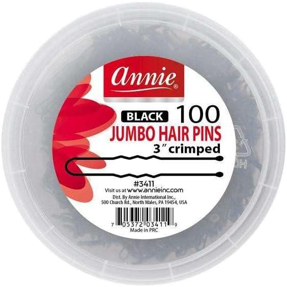 Annie Jumbo Hair Pins 3" Black Crimped And Ball Tipped 100ct by AnnieInternational