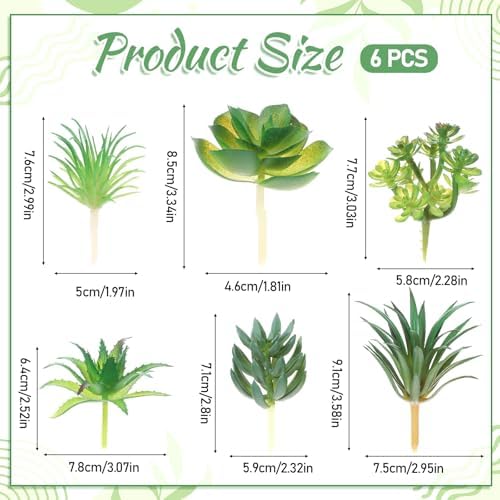 6Pcs Mini Fake Succulents Plants, Green Succulent Plants Faux - Image 2
