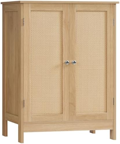Iwell Storage Cabinet, Rattan Cabinet with Adjustable Shelf, for Living Room, Entryway, Kitchen, Home Office, Nature by IWELL