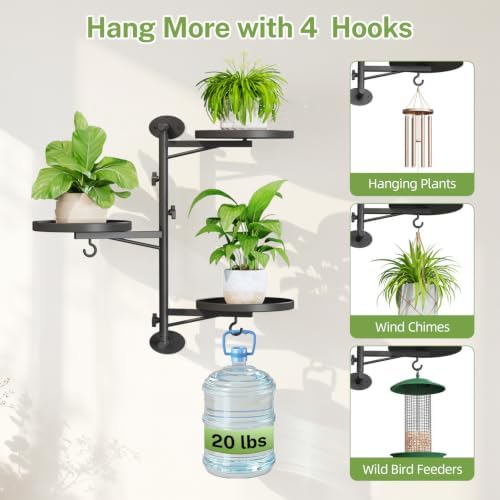 Wall Plant Holder Set of 2, Rotating Window Shelf, 3-Tier Black - Image 4