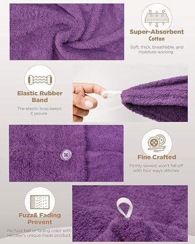 Textila 100% Cotton Hair Wrap Towels for Women, (Pack of 2 - Plum & Peach) Head Towel Cap, Cotton Hair Turban Towel Wrap for Long Curly Anti Frizz Hair, Soft and Absorbent Cotton Hair Towel - Image 4