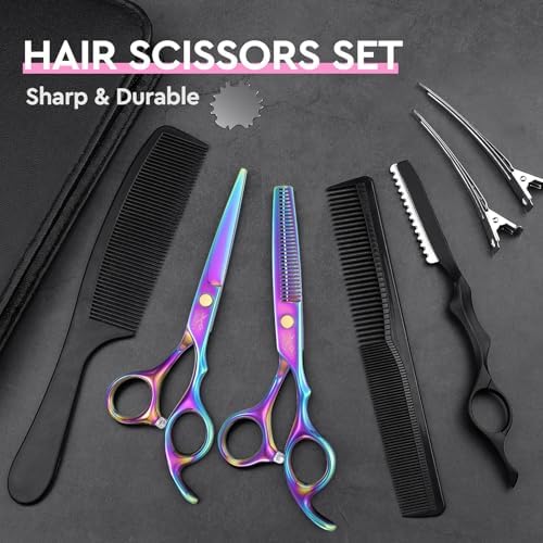 JASON Hair Cutting Scissors Set - 6" Professional Haircut Shears Rainbow - Image 6