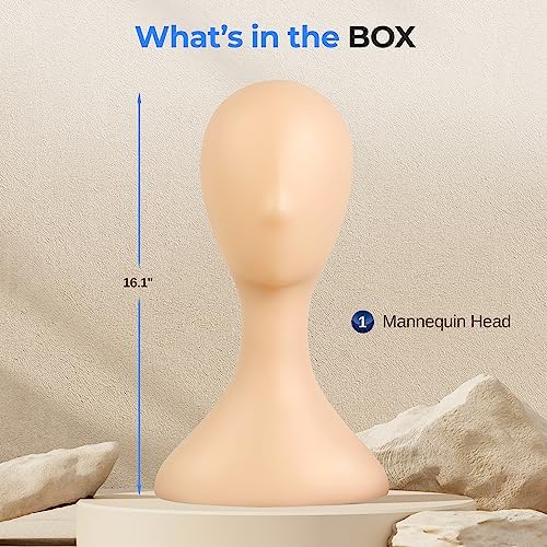 SereneLife Professional Mannequin Head, Women’s Wig Stand Display (16.1'' Height), Smooth Surface for Styling and Displaying Hats & Jewelry, Ideal for Salon & Retail Use - Image 2