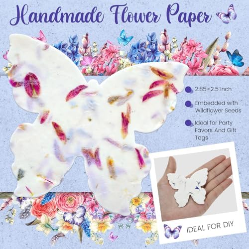 Dunzoom 50 Pcs Plantable Seed Paper Tags Wildflower,Butterfly Shape - Image 2