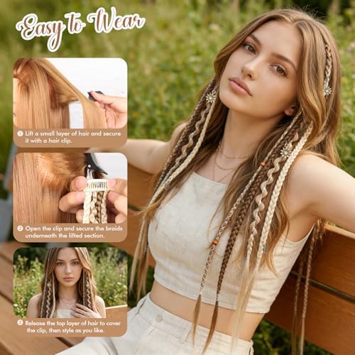 16" Clip in Dreadlocks Hair Extensions for Cosplay (Light Blonde) - Image 3