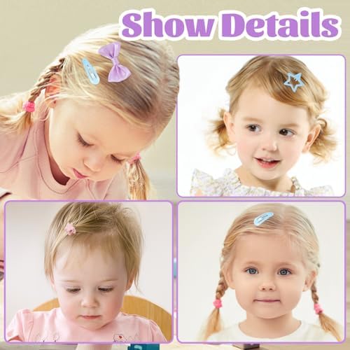 940Pcs Cotton Hair Accessories Set with Bow Clips, Rubber Bands, Elastic Holders, and Organizer Box for Girls and Toddlers - Image 7