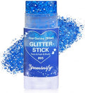 Blue Hair Glitter Stick,Royal Blue Face Glitter Stick,Blue School Spirit Day Accessories,Waterproof Singer Concert Halloween Chunky Sequins Makeup,Cheer Glitter for Football Sports Game Day by PaminifyBeautyMakeup