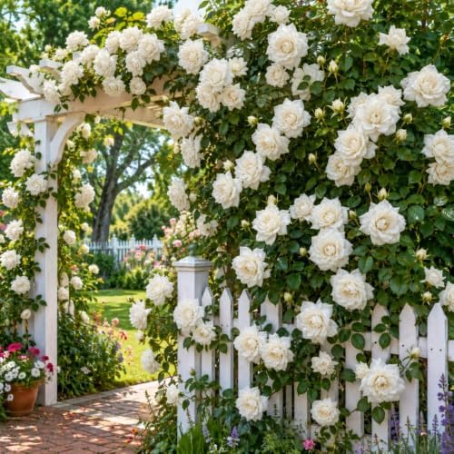 White Climbing Live Rose Plant, Outdoor Garden Rose Plant, 5-9 Inch Tall - Image 2