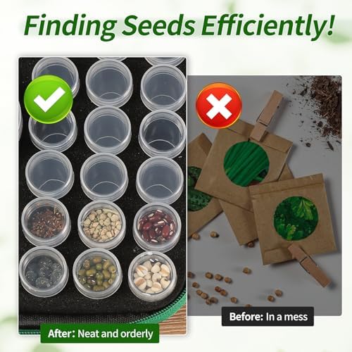 Douorgan Seed Storage Box, Portable Seed Saving Box, Sturdy Seed Organizer Kit Seed Envelopes Funnel Label, Seed Container for Flower Plants Vegetable Seed, M-60 Slots - Image 7