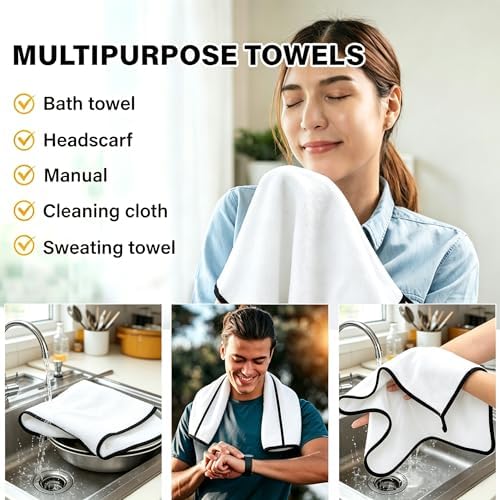Shiny Cleaning Cloths White Dual-Sided, Drying Dish Towels, 5pcs 12"x10" Ultra Absorbent Quick Drying Dish Towels, Streak Free Reusable Wash Cloths, Microfiber Lint-Free Wipes for Dishes, Sink & Glass - Image 6