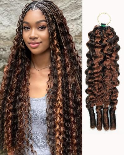 P4/30 Auburn-Chocolate Brown 18 Inch Human Crochet Hair for Black Women Feather Crochet Extensions 55g 40 Strands Resusable Miracle Look Hair Bundles Soft Lightweight Small Knots Burmese Curly by VDZ100HumanHair