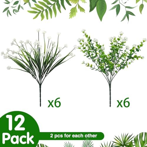 WILLBOND 12 Bundles UV Resistant Faux Flowers, White - Image 2