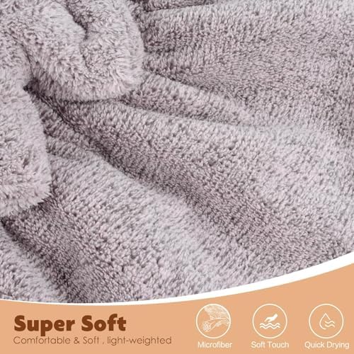 SUNLAND Large Microfiber Hair Drying Caps with Bow Knot 2 Pack Purple - Image 5