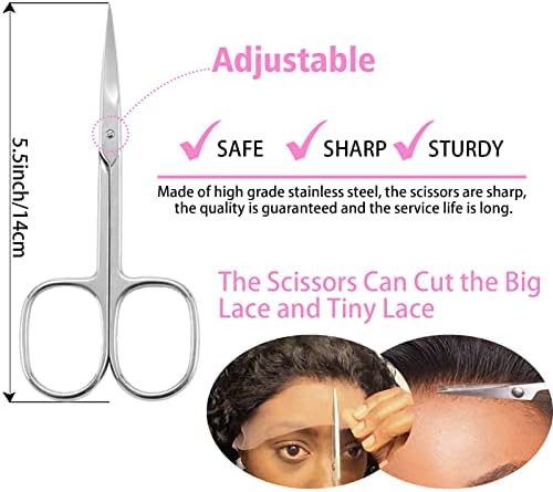 Goiple 11 PCS Wig Kit for Lace Front Wigs for Beginners, Hair Wax Stick Lace Melting Elastic Band for Wigs, Edge Laying Scarf, Eyebrow Razor, Tweezer, Edge Brush, Wig Band, Mini Scissor, Comb (Beige) - Image 7