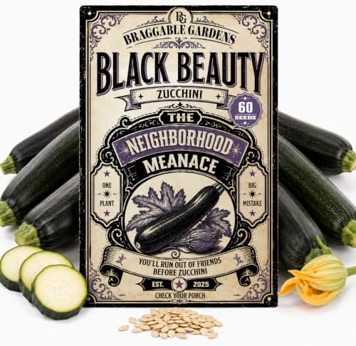 Black Beauty Zucchini Seeds for Planting, Heirloom Zucchini Vegetable Seeds, Smooth Dark Green Summer Squash with Tender Texture for Grilling, Baking, Roasting and Fresh Harvests by BraggableGardens