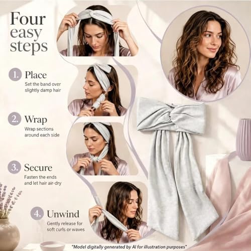 2-in-1 Heatless Curling Headband for Women & Flexible Curling Rods,Achieves Heatless Curls Overnight, No Heat Damage – Heatless Curlers with Flexible Fit – Great During Gym Sessions, Travel - Image 3
