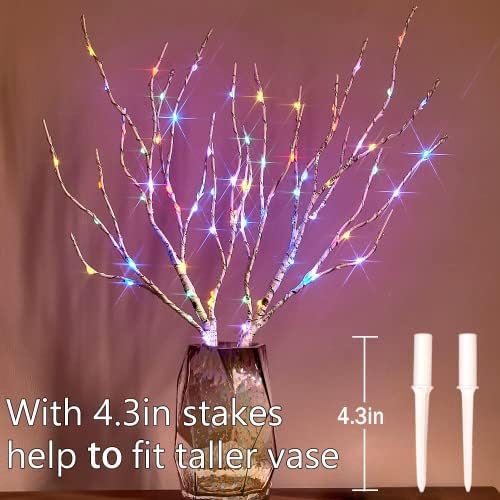 Birchlitland Lighted Birch Branches Battery Operated 18IN 70 LED 8 Function, White or Multiple Colors, Artificial Decorative Branch Lights for Home and Holiday Decoration Indoor Outdoor - Image 7