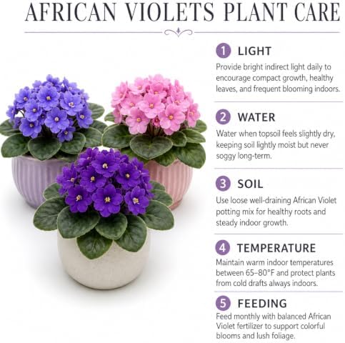 Blue African Violets Live Plant Bare Root, Easy Care Violets Plant Live - Image 6