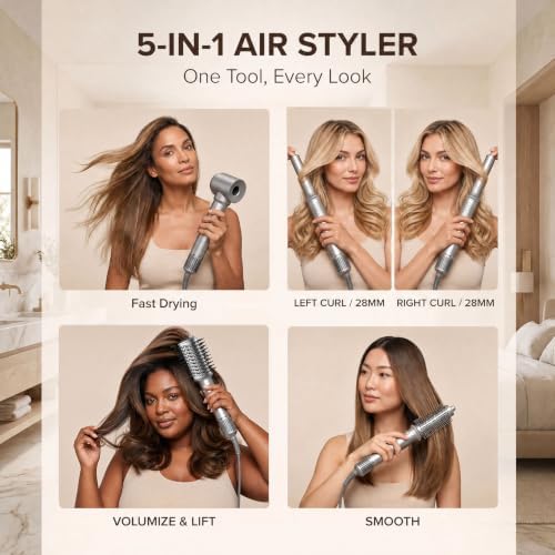 Sigbot 5 in 1 Hot Air Multi Styler, Ionic Blow Hair Dryer Brush(ZCY892-B) - Image 2