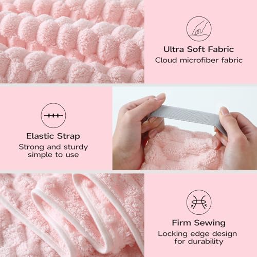 REDKISS 5 Pack Extra Large Hair Towels - Microfiber Hair Towel Wrap for Women, 23 x 47 inches Hair Towels with Elastic Strap, Super Soft Hair Drying Towels for Long, Thick, Curly Anti Frizz Turbans - Image 6