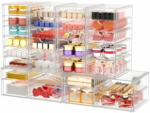 caktraie 30-Drawer Acrylic Storage & Makeup Organizer for Desk by shoeboxesanddeskorganizers
