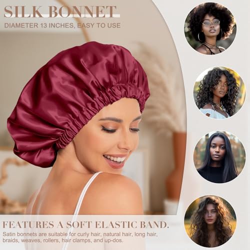 Edoneery Satin Bonnet for Sleeping Women, Double Layer Curly Hair Cap - Image 3