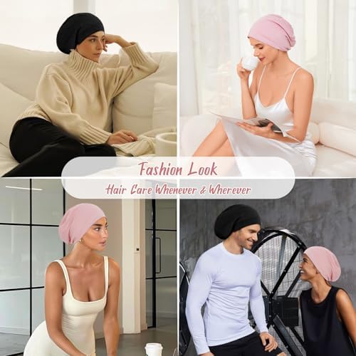 ZHENSILK Silk Bonnet for Sleeping Women, Adjustable Silky Satin Lined Sleep Cap, Silk Hair Wrap Slouch Beanie Hat - Image 7