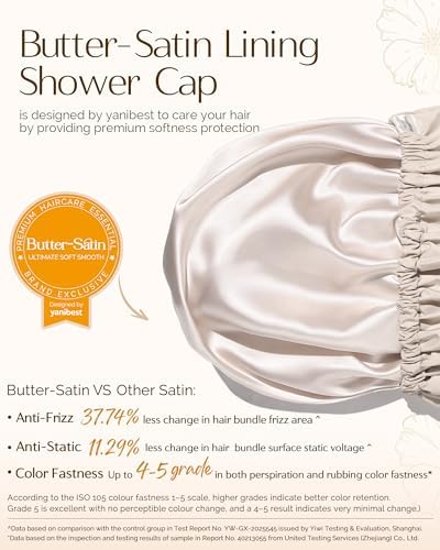 Yanibest Satin Lined Shower Cap, Reusable Waterproof Shower Caps for Women - Image 3