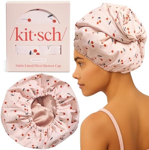 Kitsch Luxury Large Shower Cap for Women - Cherry Print by Kitsch