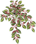 Briful Small Faux Plants Indoor Artificial Potted Silk Plants Fake Watermelon Peperomia Trailing Vine Plant for Home Office Bathroom Table Shelf Mantle Modern Decoration(Red Green- 1 Pack) by Briful