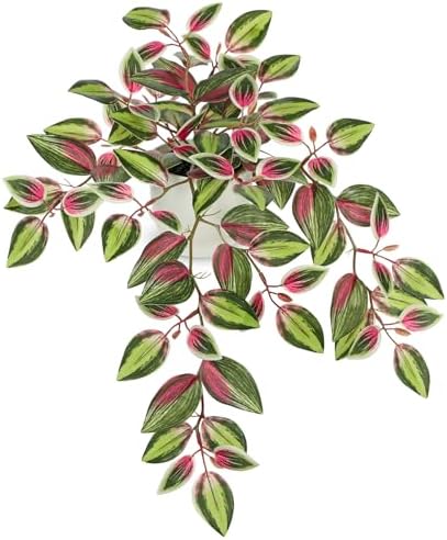 Briful Small Faux Plants Indoor Artificial Potted Silk Plants Fake Watermelon Peperomia Trailing Vine Plant for Home Office Bathroom Table Shelf Mantle Modern Decoration(Red Green- 1 Pack) by Briful