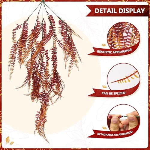 2-Pack Fake Hanging Plants, Faux Hanging Plant Artificial Greenery for Living Room Bedroom Boho Wall Shelf Indoor Outdoor Decor (Red Coreopsis) - Image 2