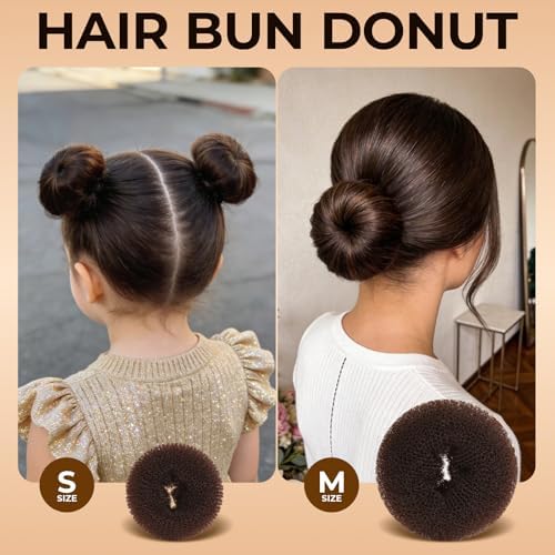 YGDZ 200 PCS Hair Bun Maker Set, 4 Pcs Hair Donuts, 10 Pcs Brown Hair Nets for Buns, 80 Pcs Bobby Pins for Women, Girls, Elastic Ties, Dance Hair Accessories, Ballet Bun Kit, Brown - Image 4