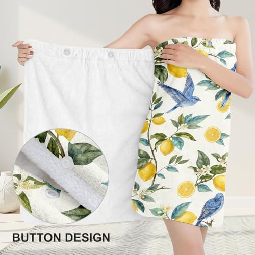 Absorbent Bath Towel Wrap Set (32 X 60 in), Lemon Bird Towel Wrap - Image 5