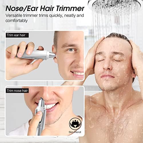Ear and Nose Hair Trimmer Clipper - 2026 Professional Painless Eyebrow & Facial Hair Trimmer for Men Women,Battery-Operated Trimmer with IPX7 Waterproof,Dual Edge Blades for Easy Cleansing White - Image 2
