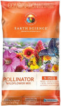 Earth Science Wildflower Pollinator Mix - 6lb, Over 56,000 Seeds, 3-in-1 Mix of Wildflower Seeds, Plant Food, & Soil Conditioners for Bees, Hummingbirds, Butterflies, Non-GMO, Up to 1,000 Sq. Ft. by EarthScience