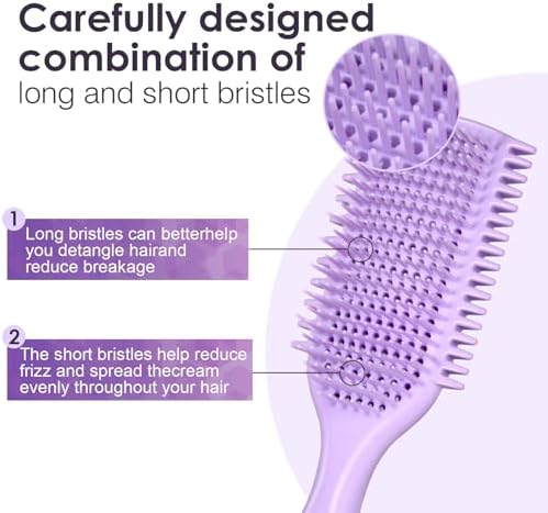 Curl Defining & Detangling Brush – Dual-Vented Curly Hair Brush for Wet & Dry Hair with Flexible Bristles – Reduces Frizz & Smooths Knots – For All Hair Types & Users (Purple) - Image 3