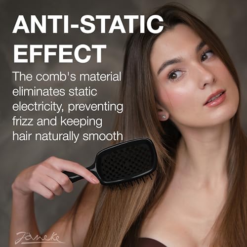 Janeke Superbrush Detangling Brush for Soft Smoothing Hair Brushing with Anti-Static Bristles - Vented Wet Hair Brush for Blow Drying Use - Perfect for Curly, Thick, Wavy, Fine Hair Types (Black) - Image 5