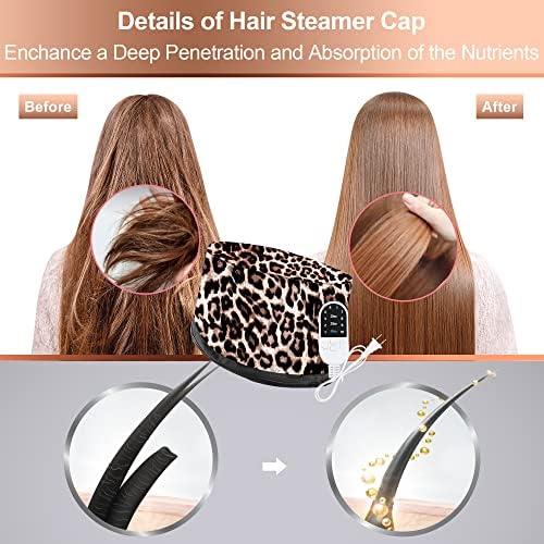 Heat Cap for Deep Conditioning, Ingeware Thermal Cap for Hair Steamer Cap for Natural Hair Portable Electric Heat Hair Spa Cap for Home Use Pattern (Leopard Print) - Image 2