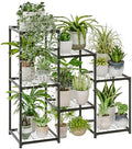 Bamworld Black Plant Stand Outdoor Metal Plant Shelf for Multiple Plants by Bamworld