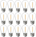 FLSNT 15 Pack Outdoor LED Replacement Bulbs for String Light, S14 LED Hanging Light Bulbs for Patio, Garden, E26 Base, 2200K Warm White, Non-Dimmable by FLSNT