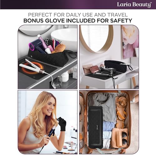 2-in-1 Hot Hair Tools Travel Bag, Removable Heat-Resistant Silicone Mat, Clear Pockets for Accessories, Protects Surfaces from Burns, Ideal for Curling & Flat Irons, Includes Heat-Resistant Glove - Image 2